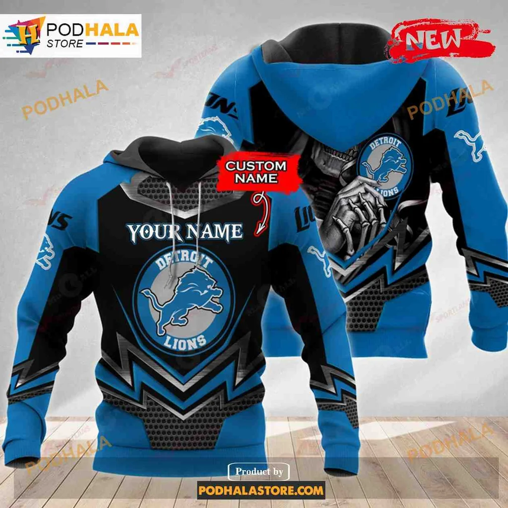 Cool Detroit Lions Skull 3d Hoodie With Fierce Lion Design