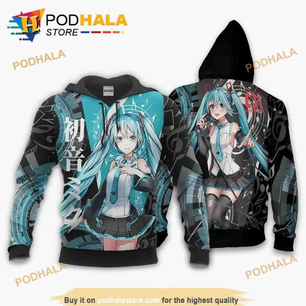 Cool Hatsune Miku Vocaloid 3d Hoodie With Vibrant Musical Design