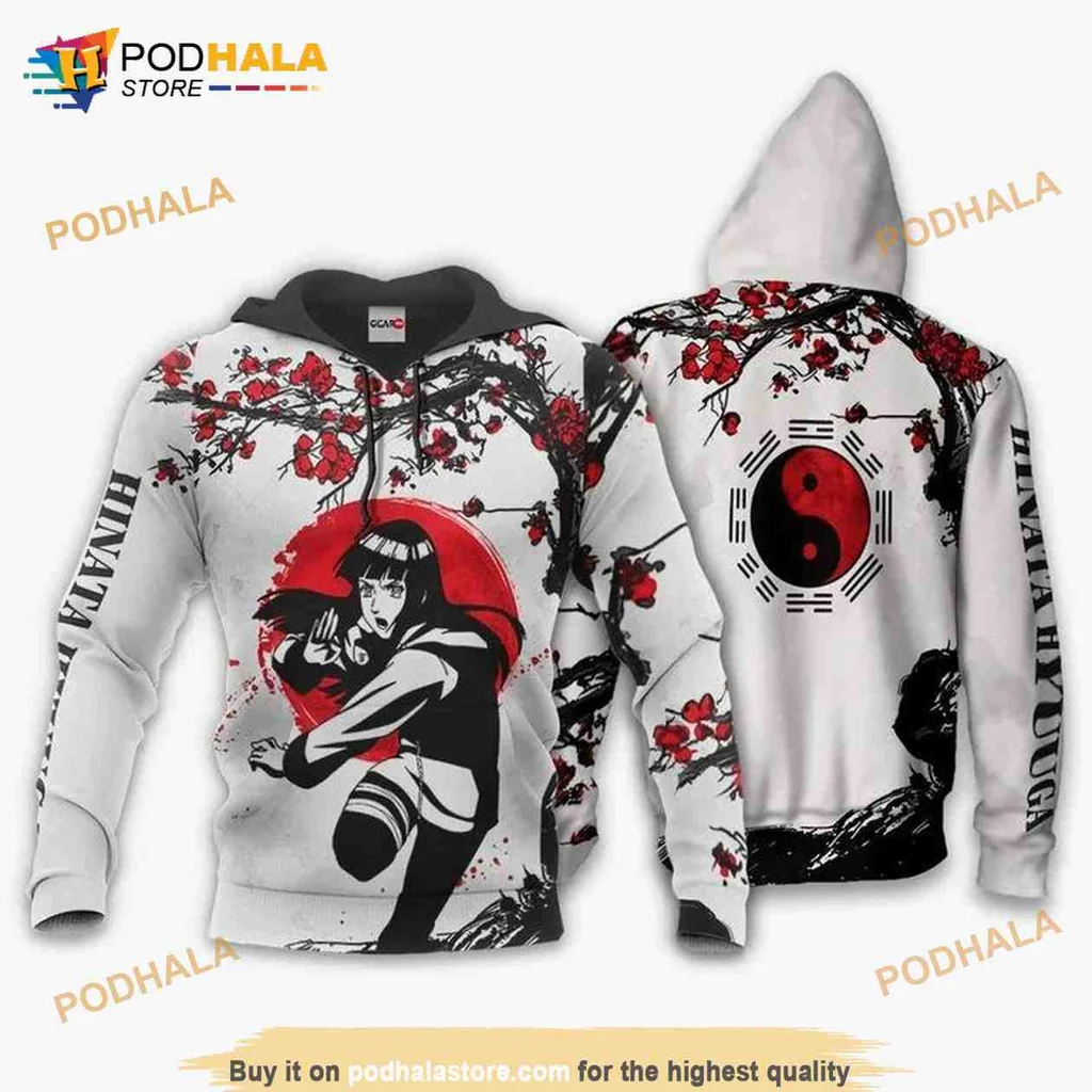 Cool Hinata Hyuuga Naruto 3d Hoodie With Cherry Blossom Design