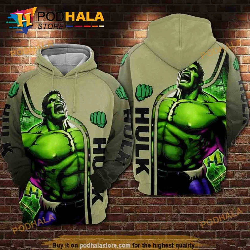Cool Hulk Green 3d Hoodie Featuring Iconic Strong Character Design