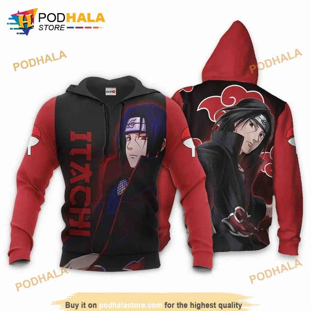 Cool Itachi Uchiha Akatsuki 3d Hoodie With Striking Red Design