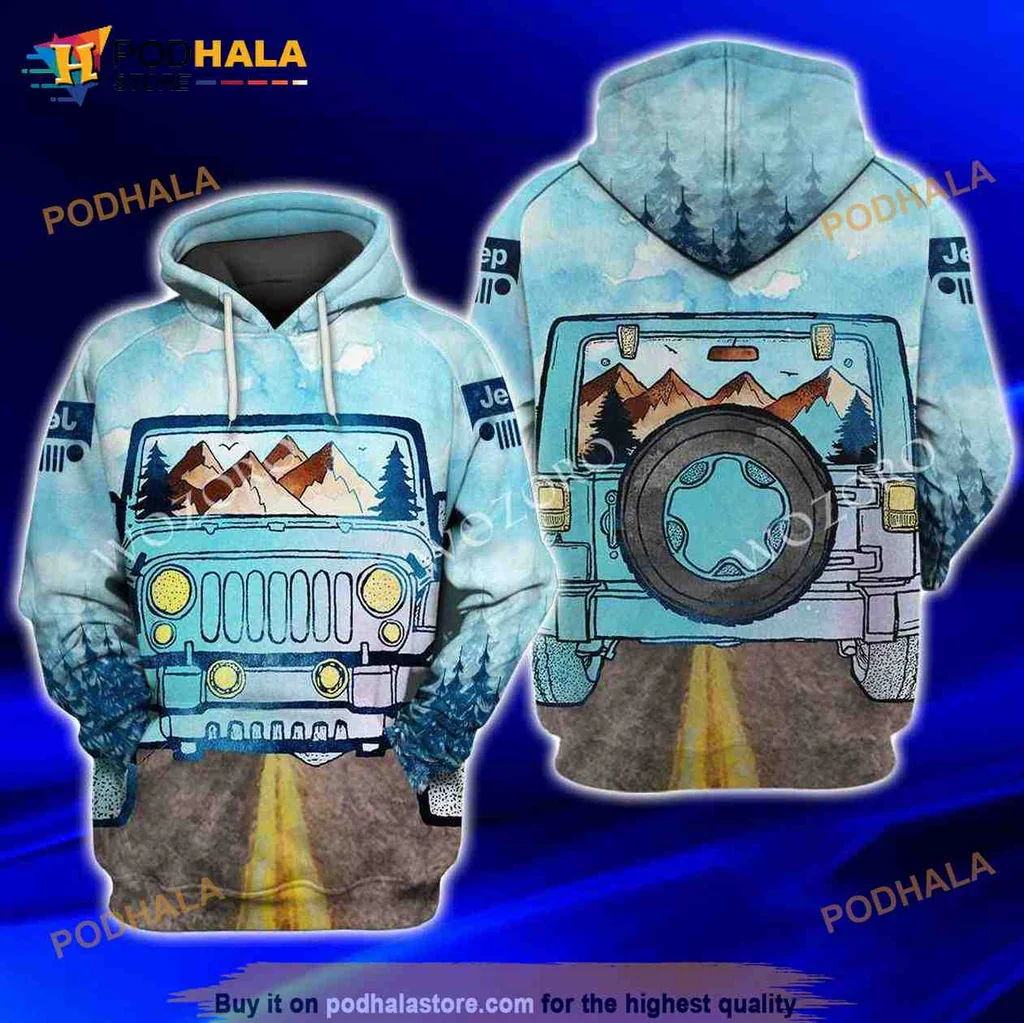 Cool Jeep Mountain Adventure 3d Hoodie With Vibrant Outdoor Graphic