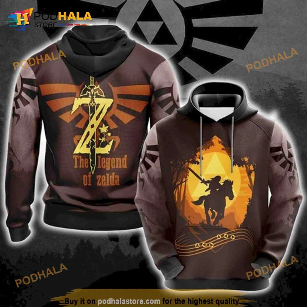 Cool Link Legend Of Zelda 3d Hoodie Featuring Iconic Triforce Design