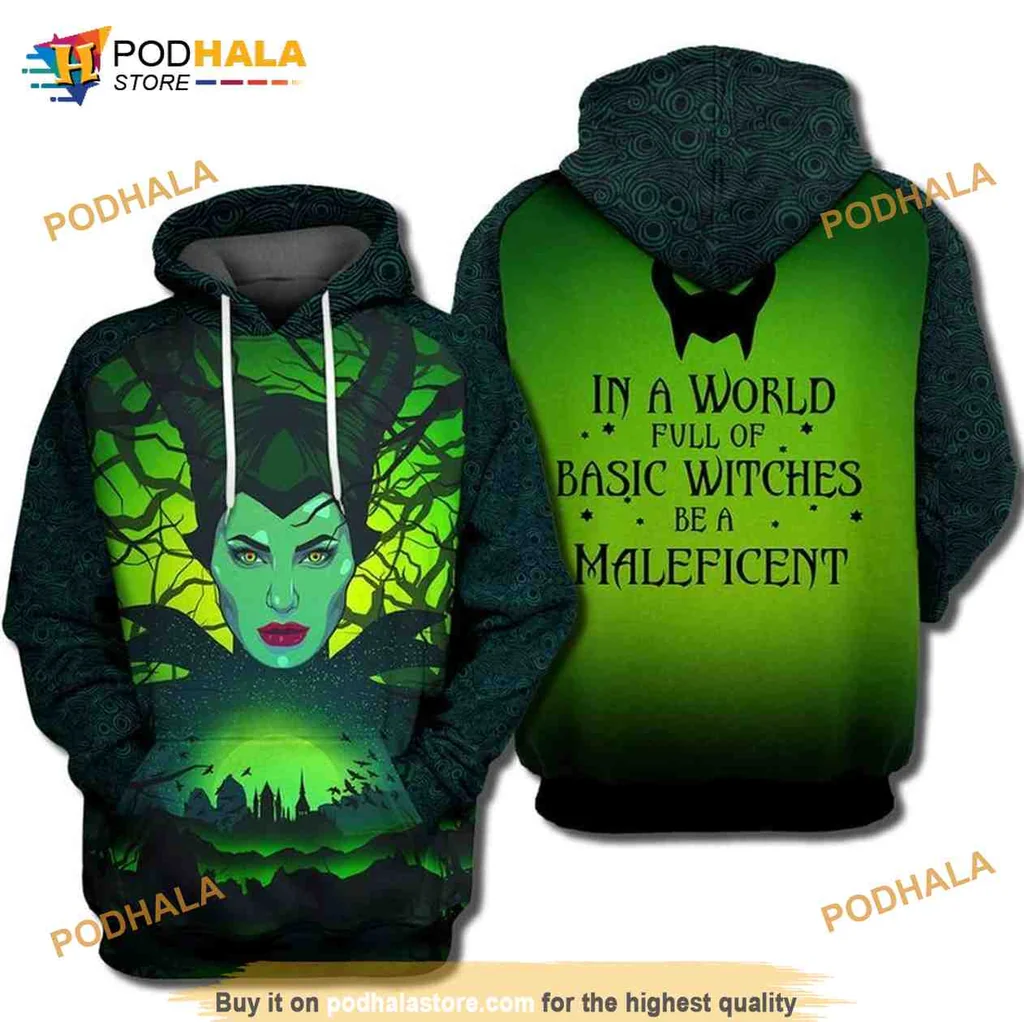 Cool Maleficent Witch 3d Hoodie With Enchanting Forest Design