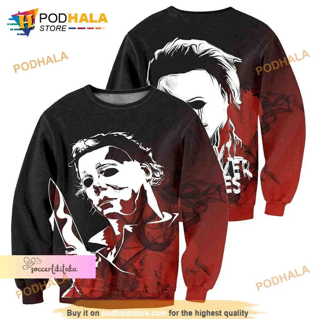 Cool Michael Myers 3D Print Hoodie, No One Ever Dies Design For Horror Fans Cool Michael Myers 3D Print Hoodie, No One Ever Dies Design For Horror Fans