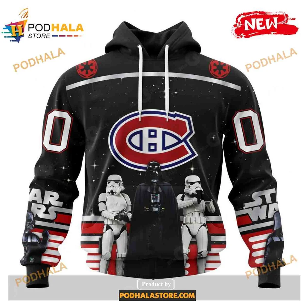 Cool Montreal Canadiens Star Wars Hoodie Featuring Darth Vader And Stormtroopers
