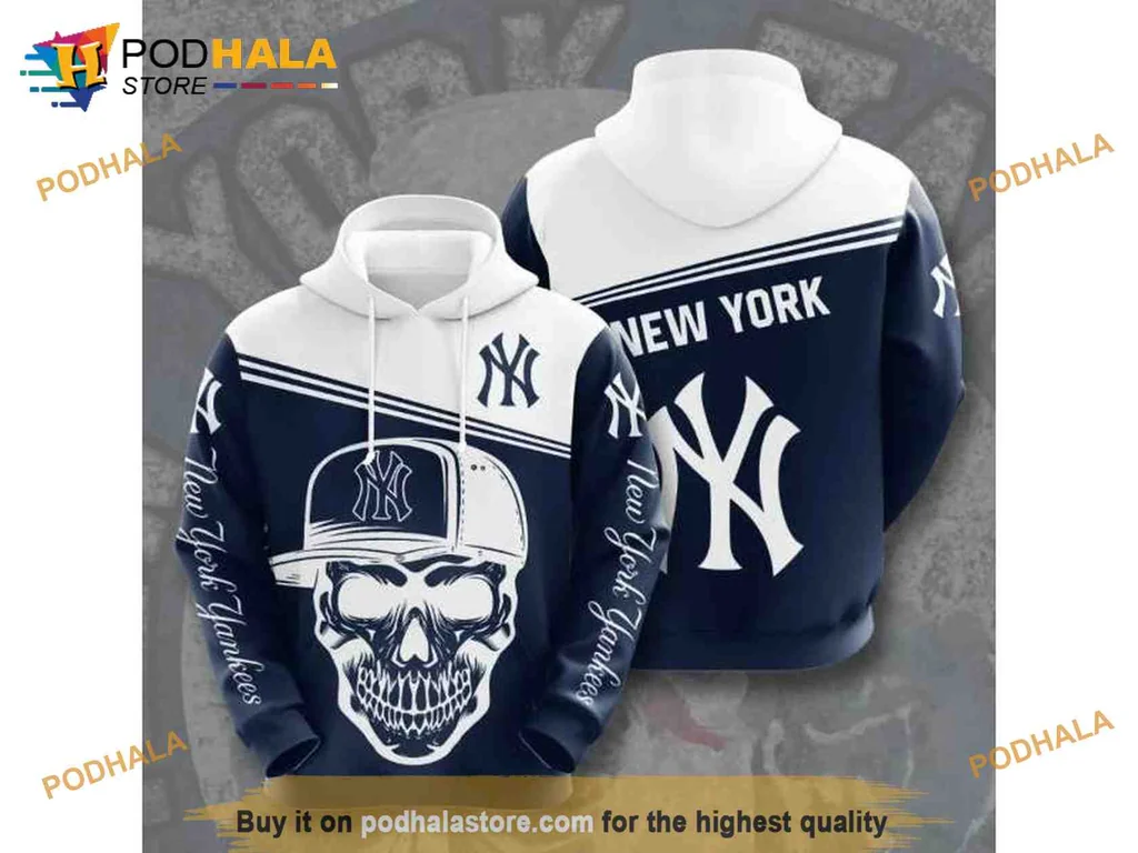 Cool New York Yankees Skull 3d Hoodie With Fierce Graphic Design