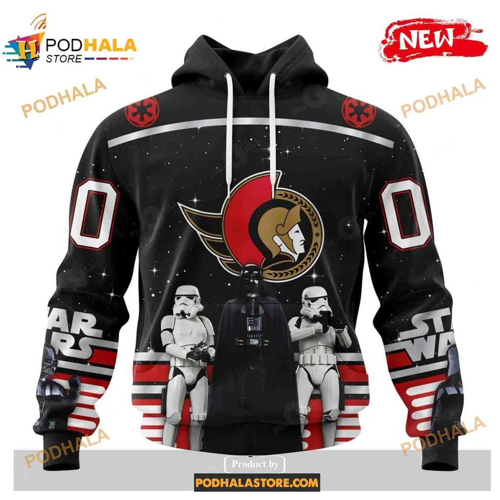 Cool Ottawa Senators Star Wars 3d Hoodie With Darth Vader And Stormtroopers