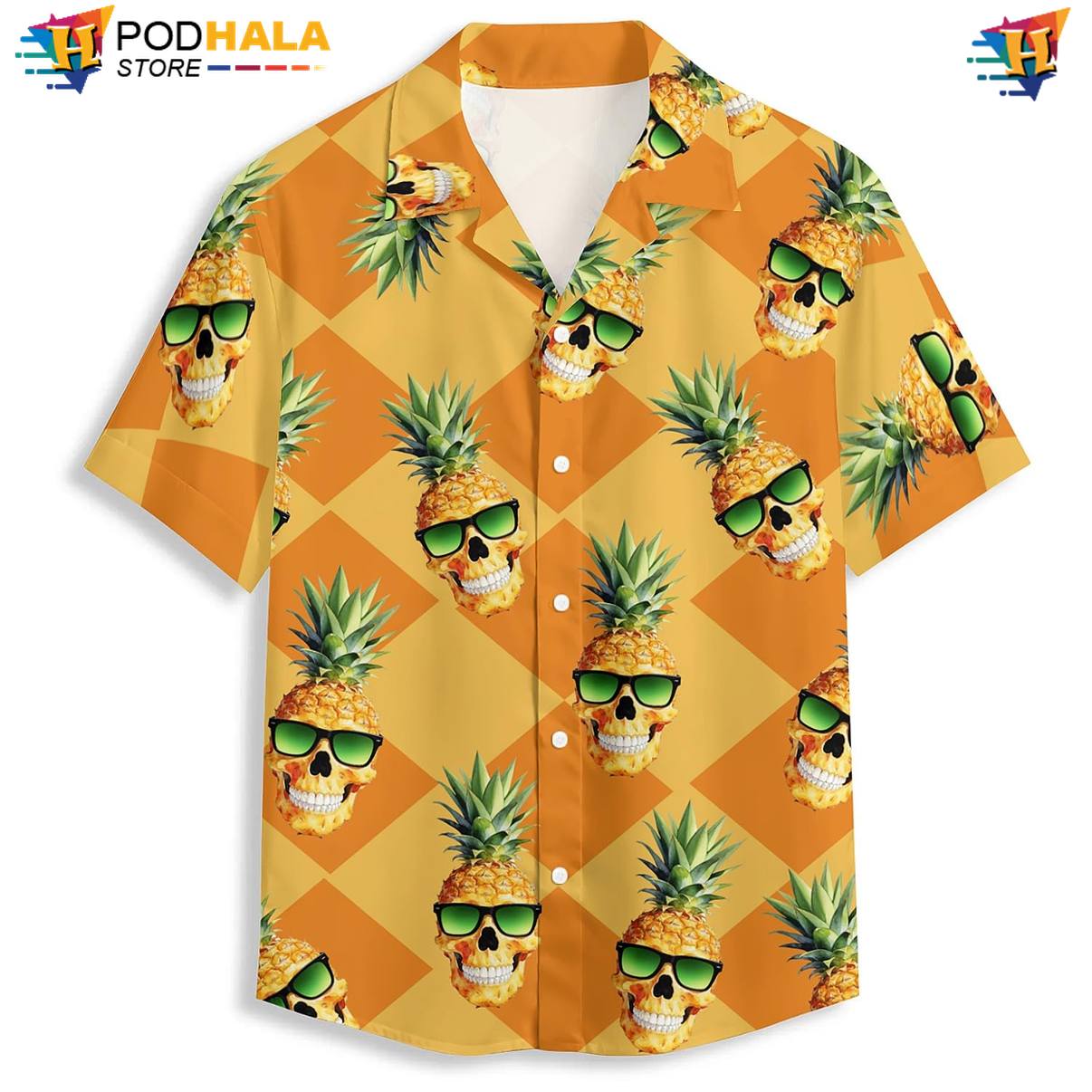 Cool Pineapple Skull Hawaiian Shirt Mens Island Vibe Holiday Festival Gear
