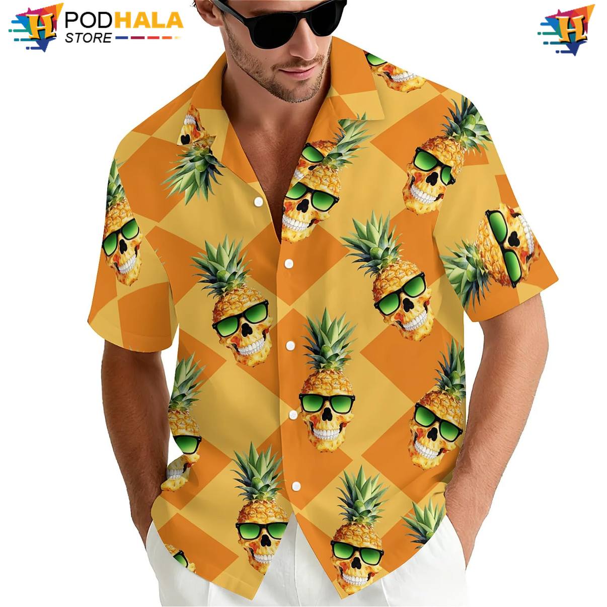 Cool Pineapple Skull Aloha Shirt Mens Island Vibe Holiday Festival Gear Cool Pineapple Skull Aloha Shirt Mens Island Vibe Holiday Festival Gear