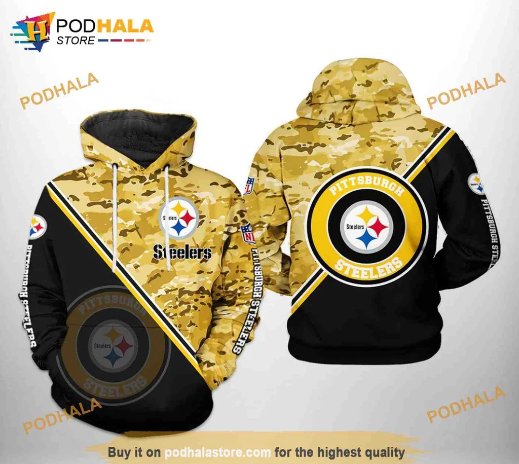 Cool Pittsburgh Steelers Camouflage 3d Hoodie With Bold Team Logo