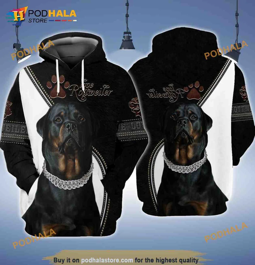 Cool Rottweiler Dog 3d Hoodie With Realistic Muscular Design