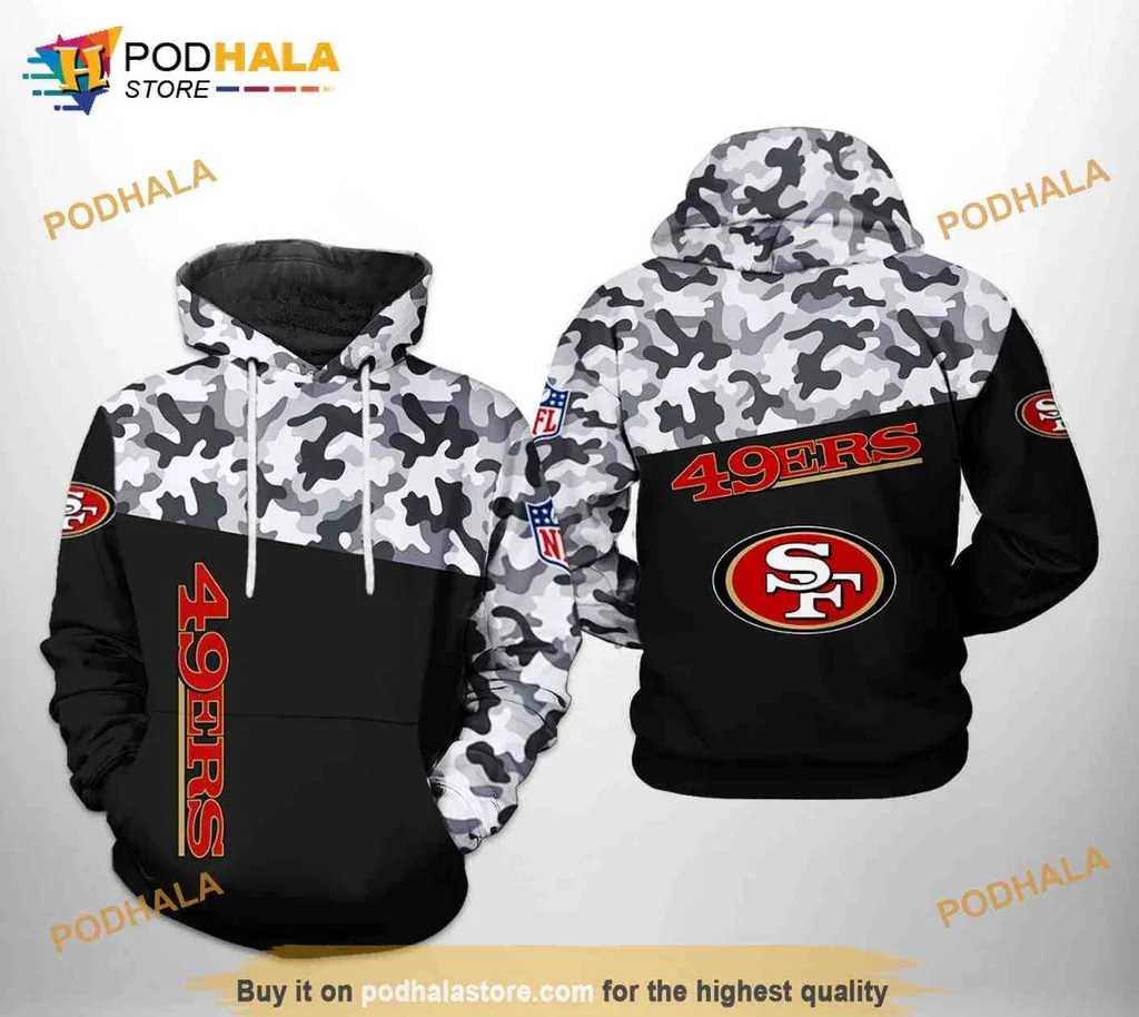 Cool San Francisco 49ers Camouflage 3d Hoodie With Bold Team Logo