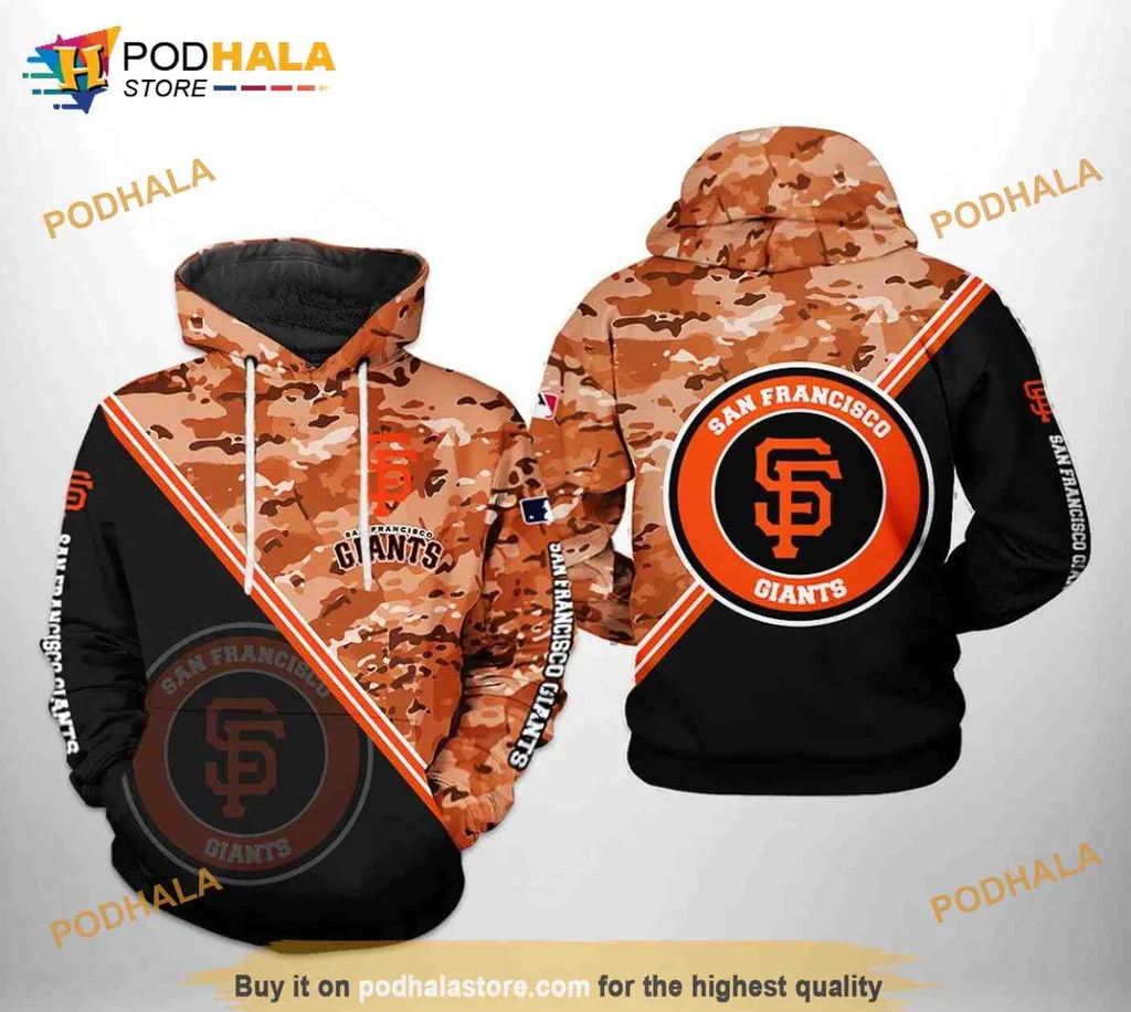 Cool San Francisco Giants Camouflage 3d Hoodie With Bold Team Logo