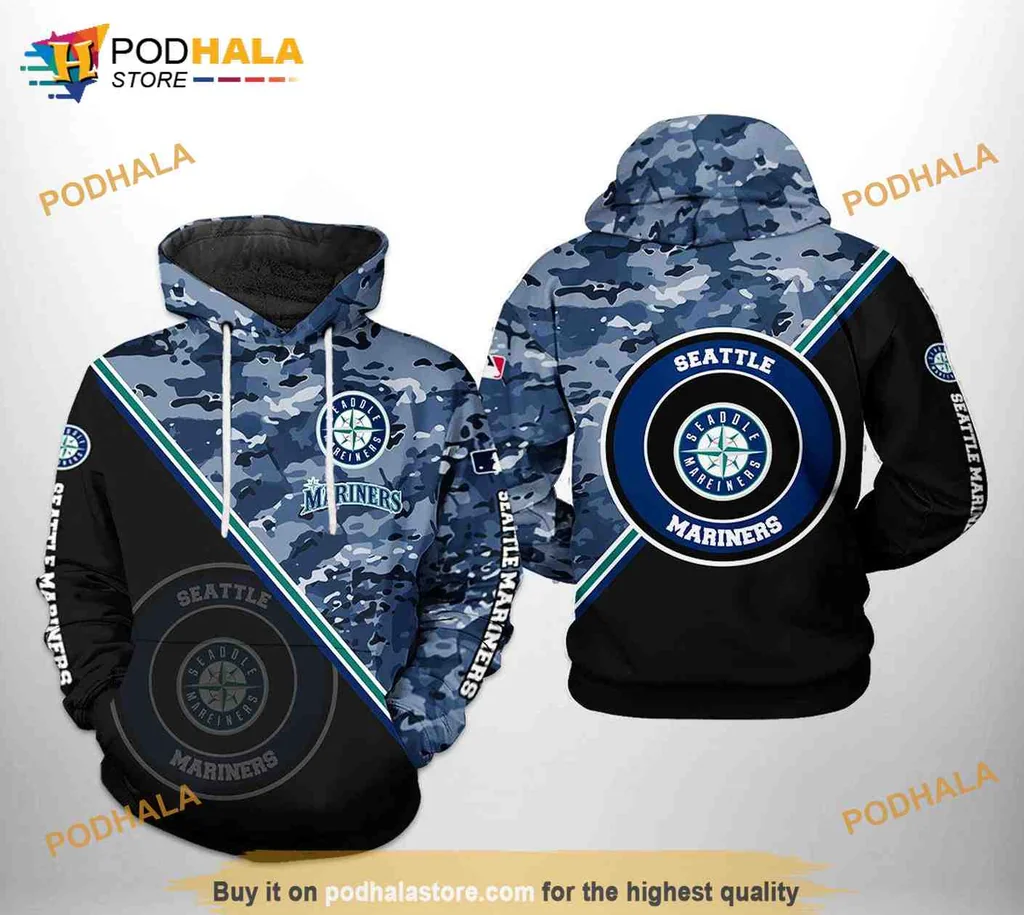 Cool Seattle Mariners Camouflage 3d Hoodie With Bold Team Logo