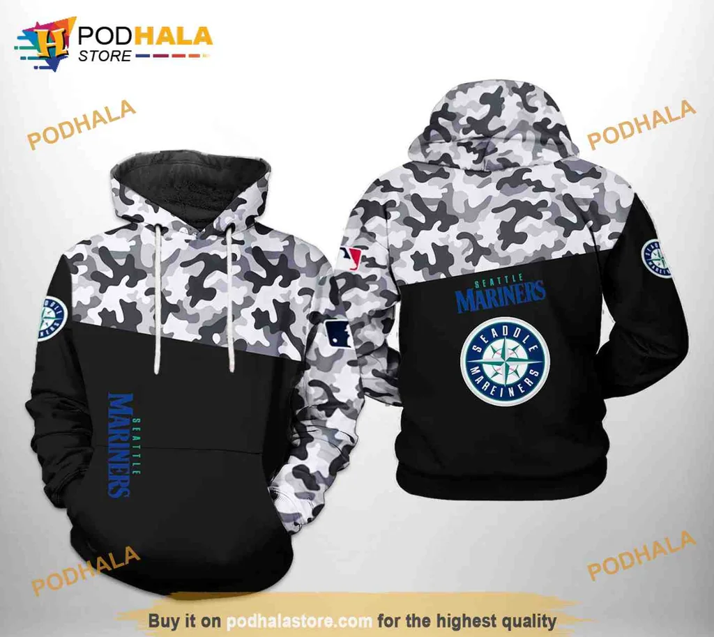 Cool Seattle Mariners Camouflage 3d Hoodie With Team Logo