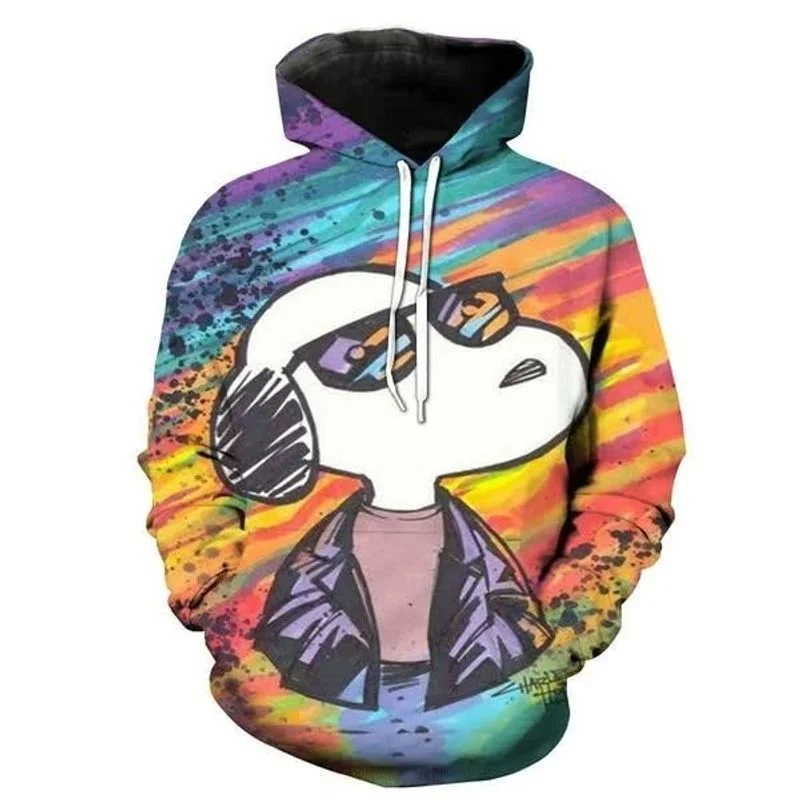 Cool Snoopy 3d Hoodie Sweatshirt Featuring Colorful Sunglasses Design