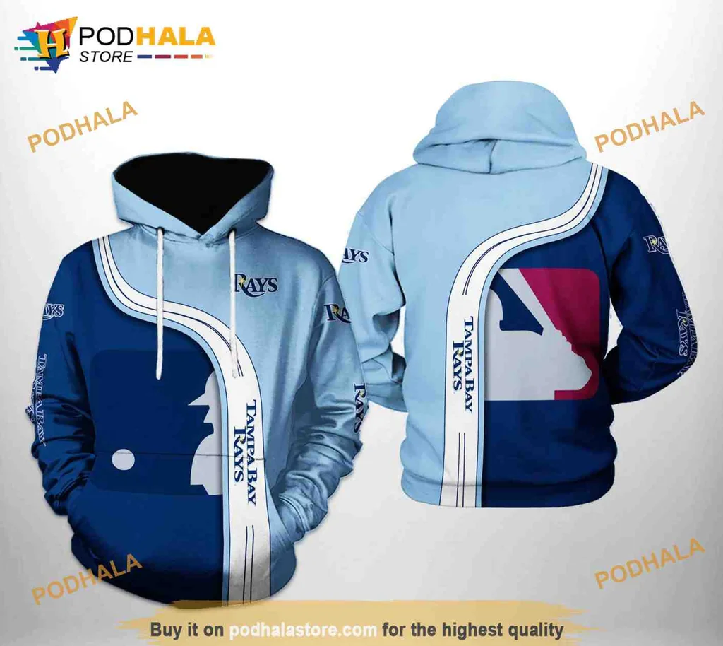 Cool Tampa Bay Rays 3d Hoodie With Baseball Player Silhouette Design
