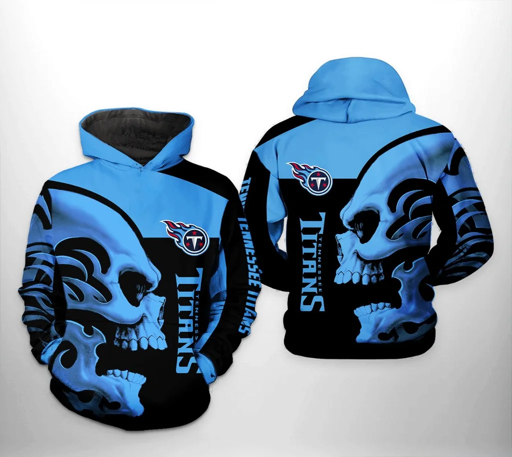 Cool Tennessee Titans Skull 3d Hoodie With Fierce Design And Flames