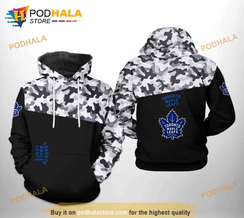 Cool Toronto Maple Leafs Camouflage 3d Hoodie Sweatshirt With Team Logo