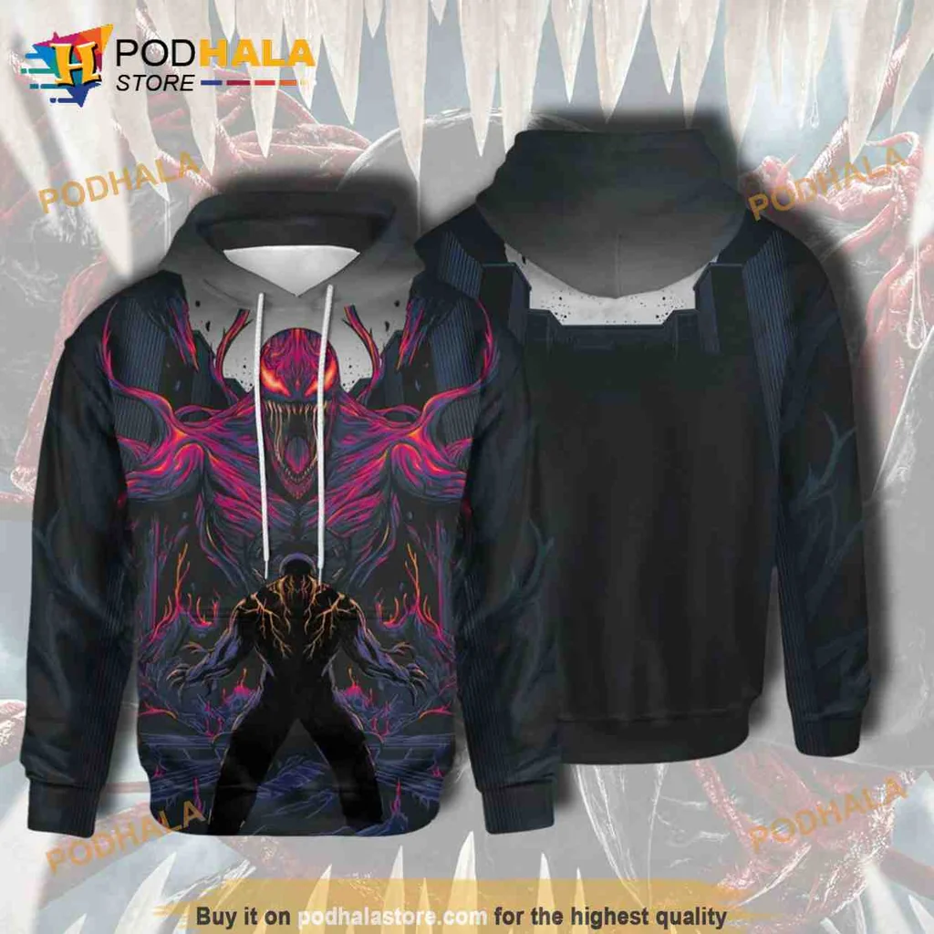 Cool Venom Comic Book 3d Hoodie With Striking All Over Print Design