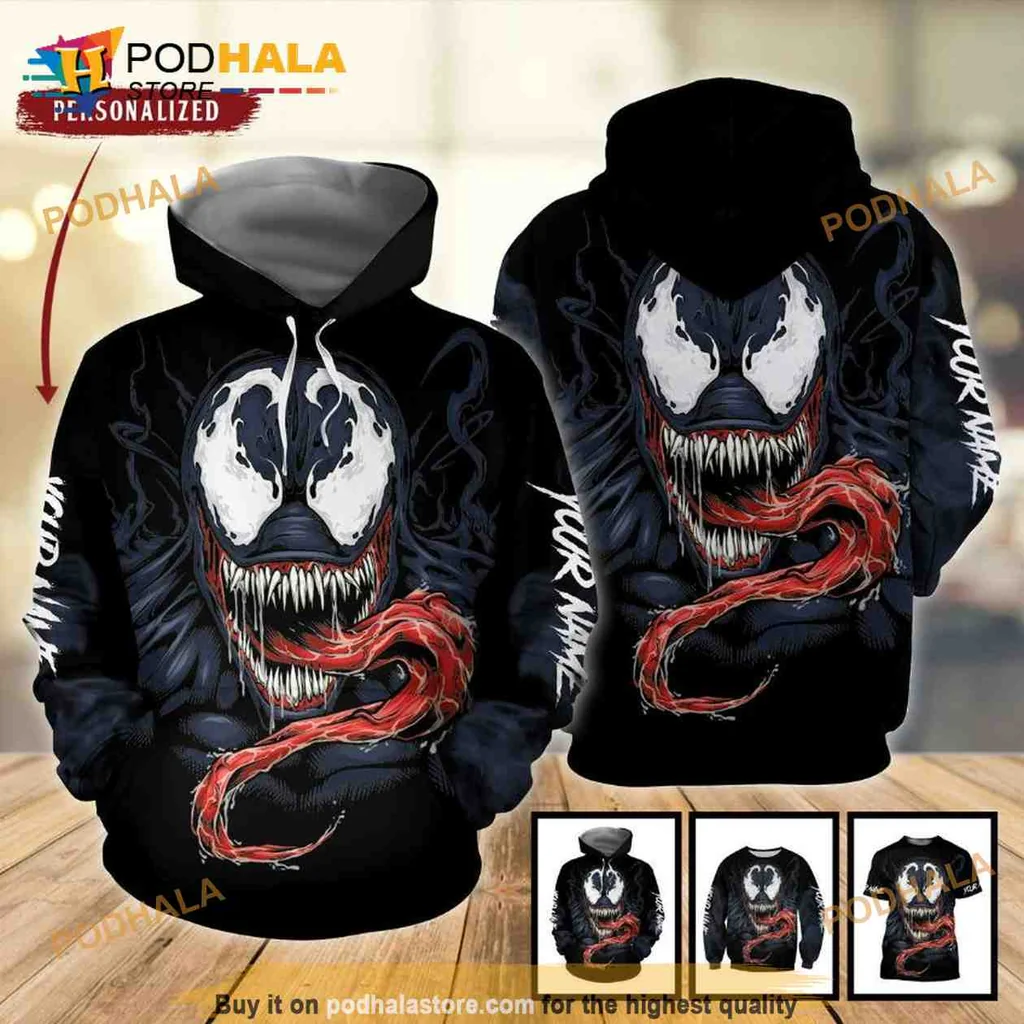 Cool Venom Marvel 3d Hoodie Featuring Fierce Graphic Design