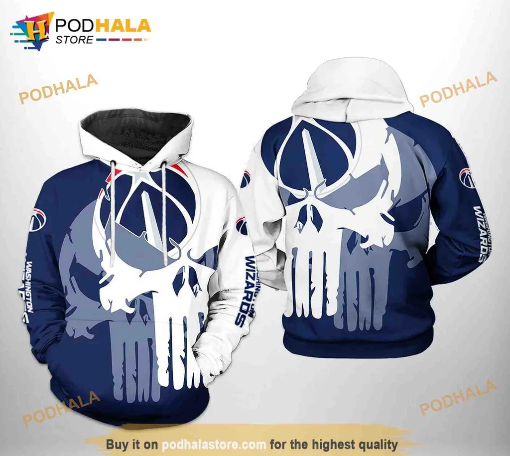 Cool Washington Wizards Skull 3d Hoodie With Edgy Graphic Design