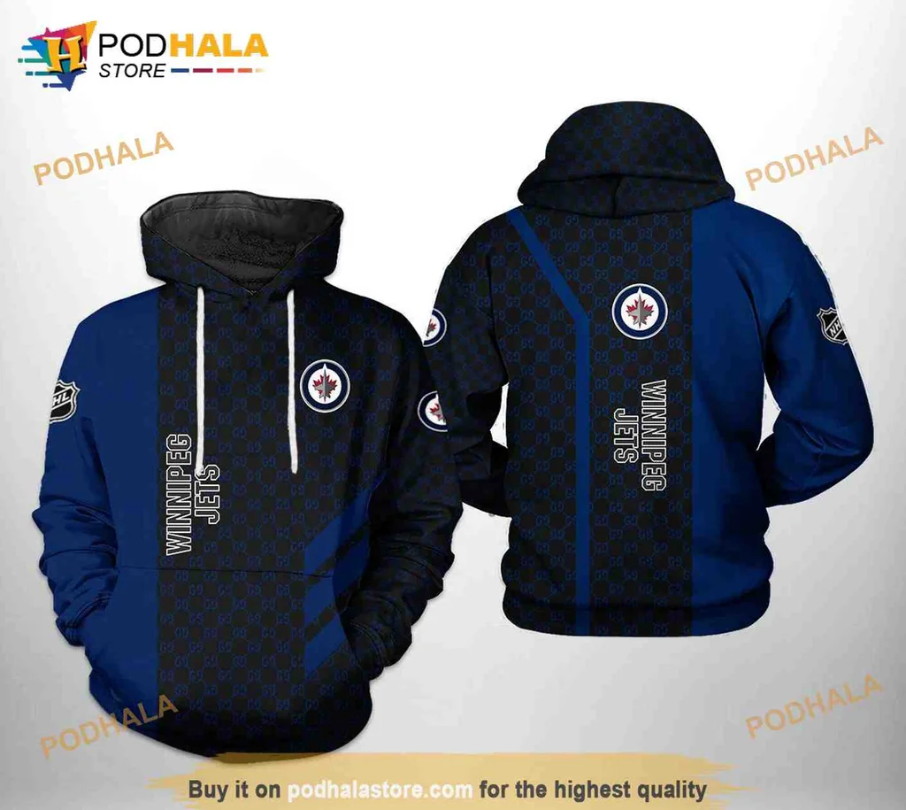 Cool Winnipeg Jets Nhl 3d Hoodie With Team Logo And Vertical Branding