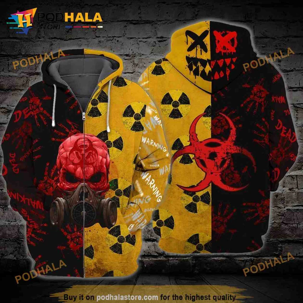 Cool Zombie Apocalypse 3d Hoodie Featuring Gas Mask Skull Design