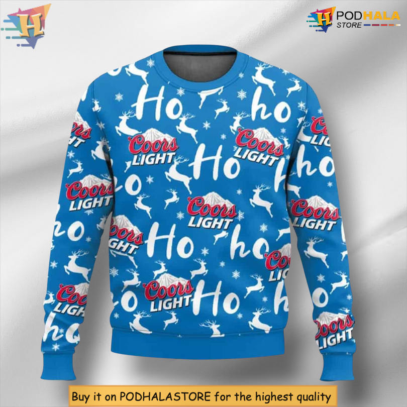 Coors Light Ho Ho Ho Beer Theme Holiday Party Graphic Funny Xmas Sweater
