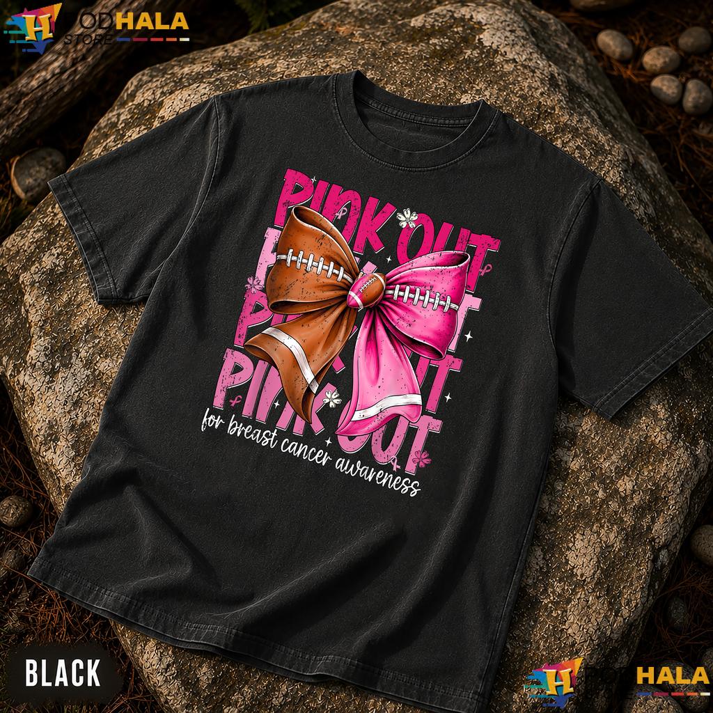 Coquette Bow Football Team Comfort Colors T-Shirt Pink Out Cancer