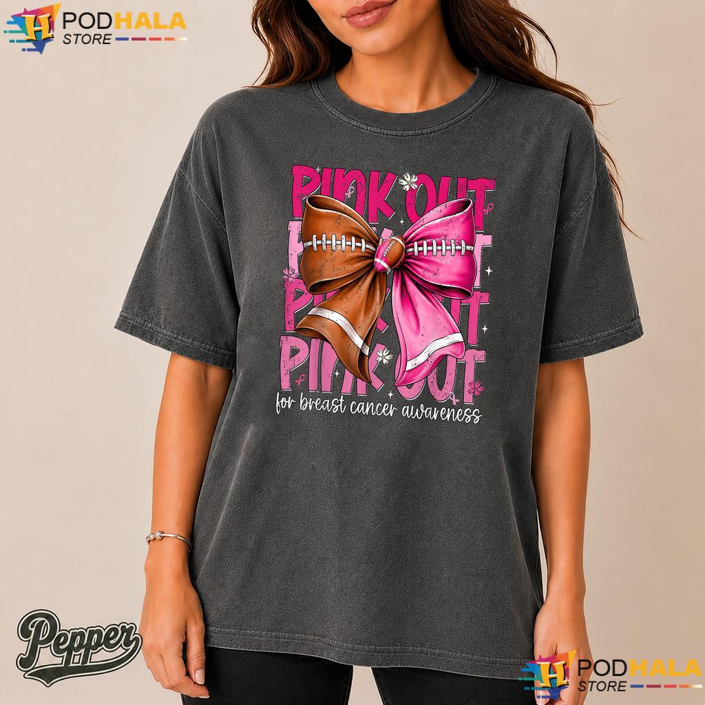 Coquette Bow Football Team Comfort Colors Shirt Pink Out Cancer Coquette Bow Football Team Comfort Colors Shirt Pink Out Cancer
