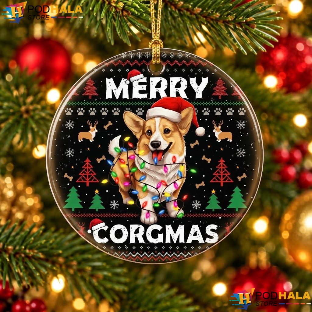 Corgi Dog Merry Corgmas Christmas Ornament Funny Santa Holiday Decor Gift
