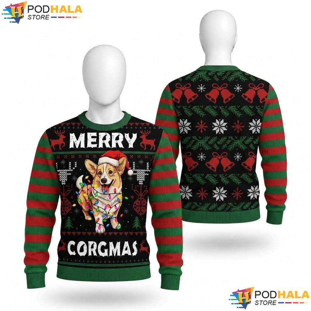 Corgi Dog Merry Corgmas Christmas Sweater Funny Santa Ugly Holiday