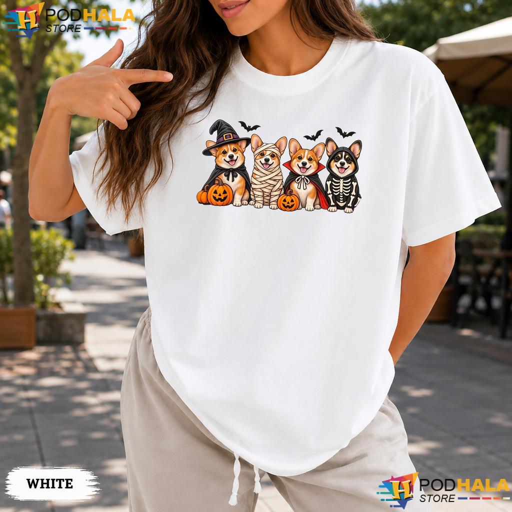 Corgi Witch Pumpkin Costume Comfort Colors Tshirt Cute Halloween Dog Corgi Witch Pumpkin Costume Comfort Colors Tshirt Cute Halloween Dog