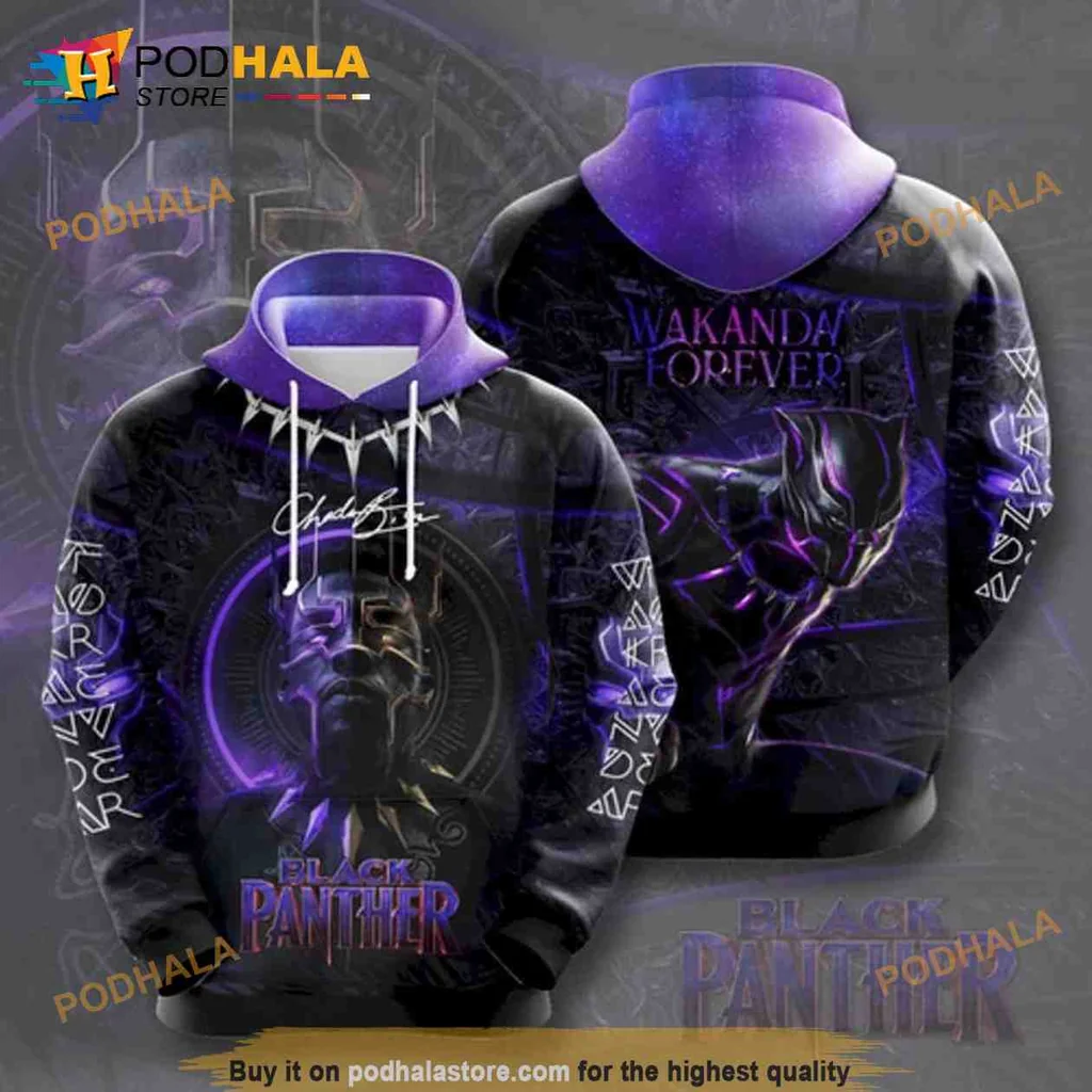 Cosmic Black Panther 3d Hoodie With Vibrant Galaxy Design