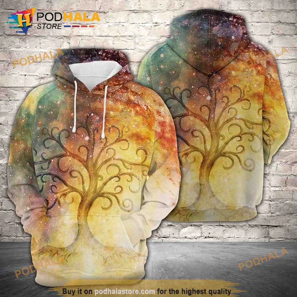 Cosmic Colorful Tree Of Life 3d Hoodie With Vibrant Design