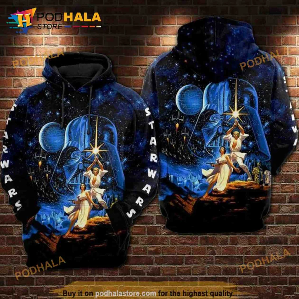 Cosmic Darth Vader 3d Hoodie Featuring Princess Leia Design