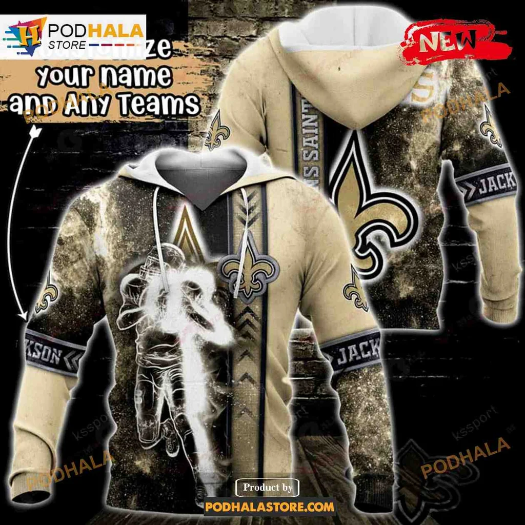 Cosmic New Orleans Saints 3d Hoodie With Custom Name Jackson