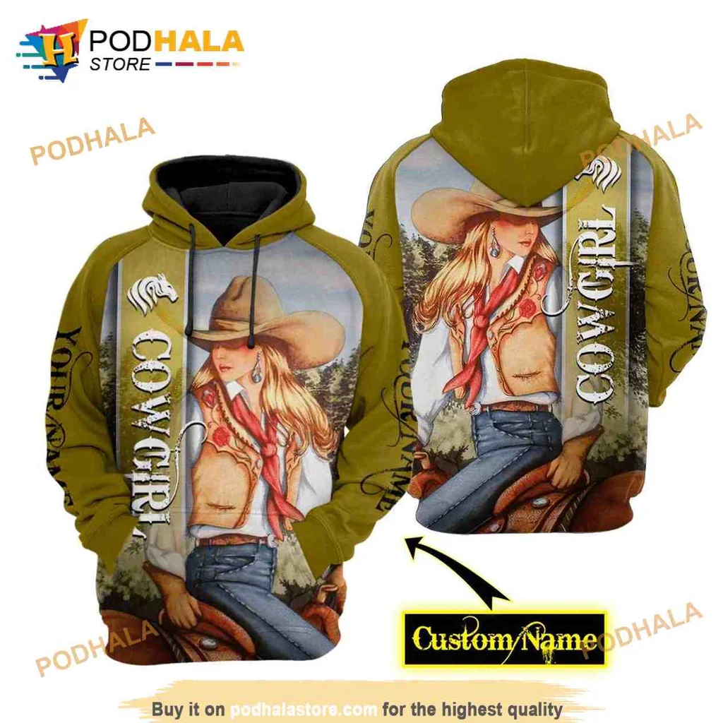 Cowgirl Western Style 3d Hoodie With Equestrian Theme