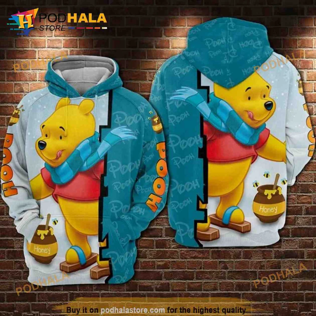 Cozy Winnie The Pooh 3d Hoodie, Cheerful Design With Honey Pot