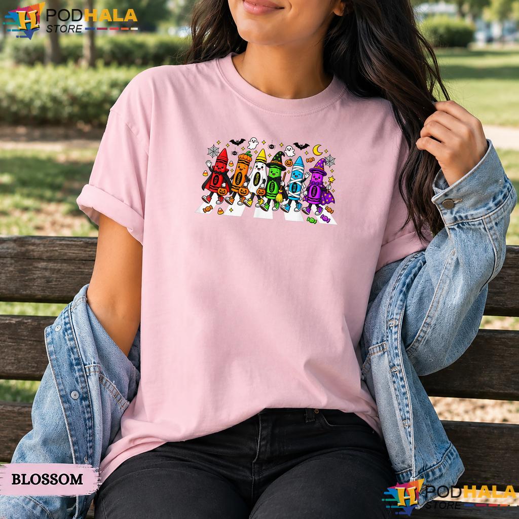 Crayons Spooky Teacher Tee Comfort Colors T-Shirt Cute Halloween Top