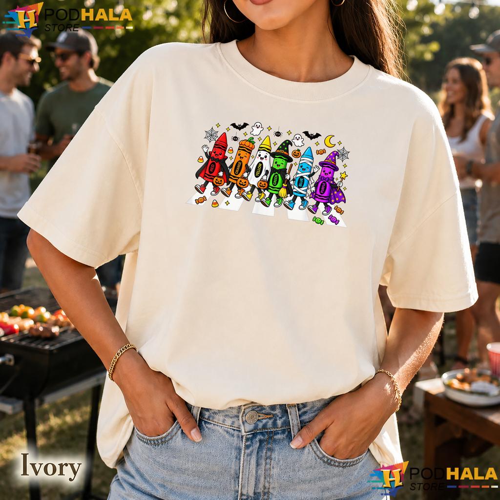 Crayons Spooky Teacher Shirt Comfort Colors T-Shirt Cute Halloween Top Crayons Spooky Teacher Shirt Comfort Colors T-Shirt Cute Halloween Top