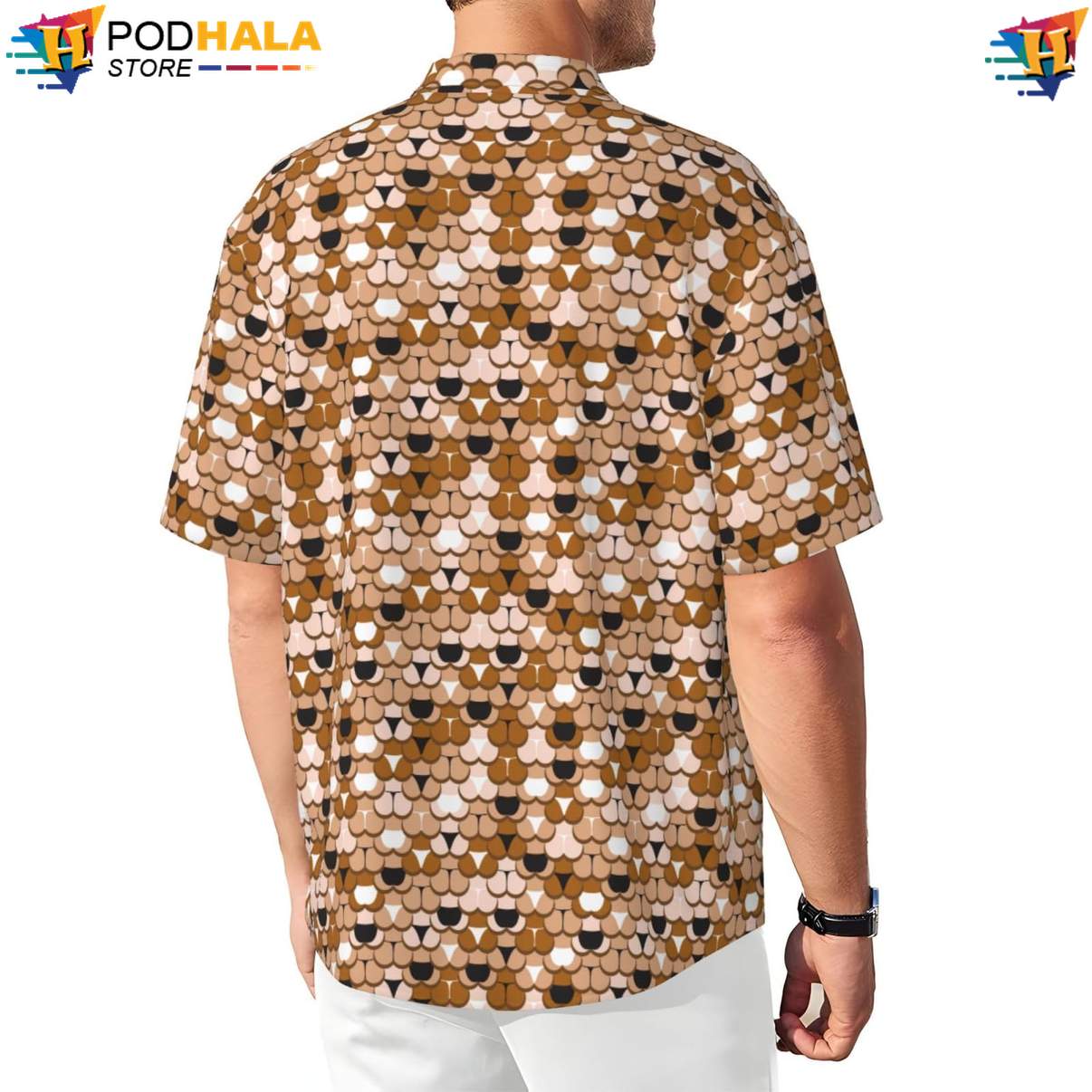 Crazy Butt Tropical Shirt Tile Funny Mens Short Sleeve Button Up Beachwear Crazy Butt Tropical Shirt Tile Funny Mens Short Sleeve Button Up Beachwear