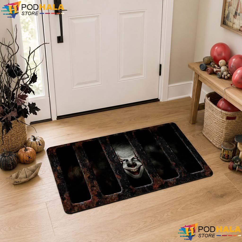 Creepy Clown Horror Doormat Spooky Sinister Entrance Welcome Mat Home Decor