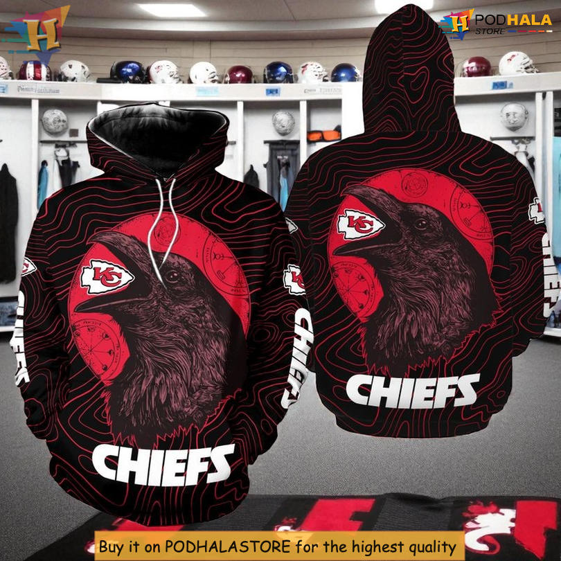 Crow Halloween Kansas City Chiefs Womens Hoodie, Fan 3D Custom Apparel