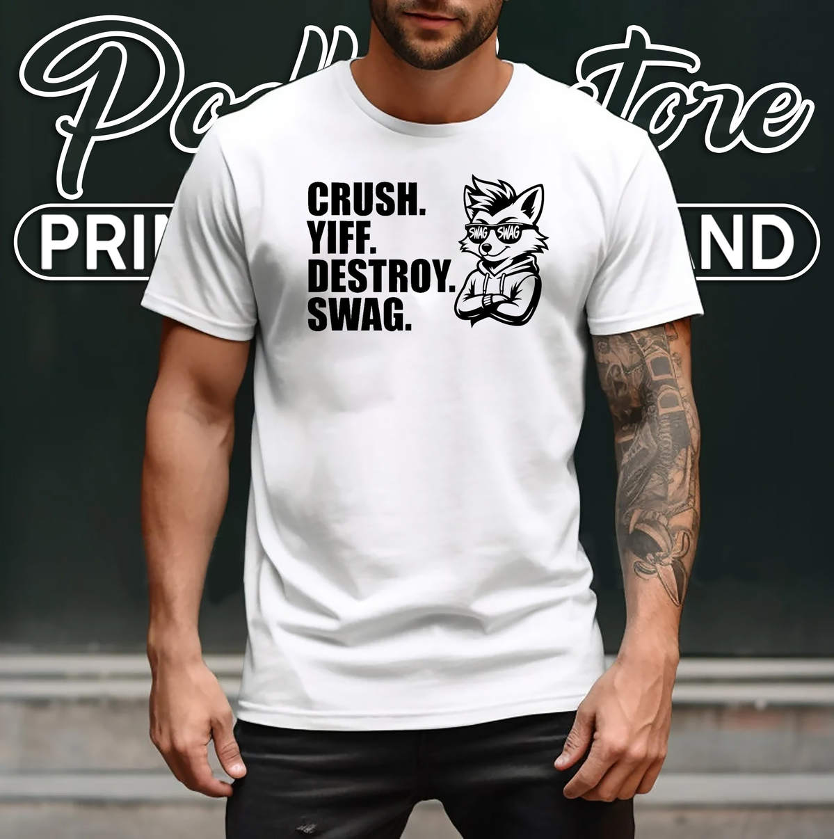 Crush Yiff Destroy Swag Shirt Funny Furry Meme Internet Humor Graphic For Mens