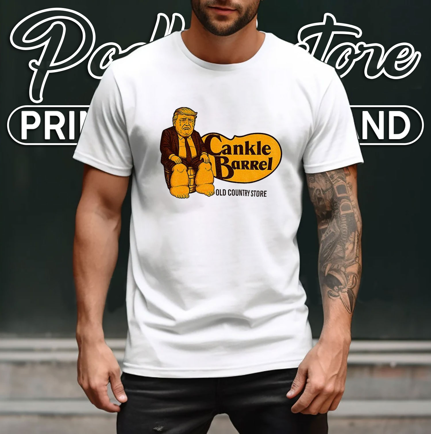 Cry Donald Trump Cracker Barrel Parody Logo Shirt Old Country Store Meme Tee