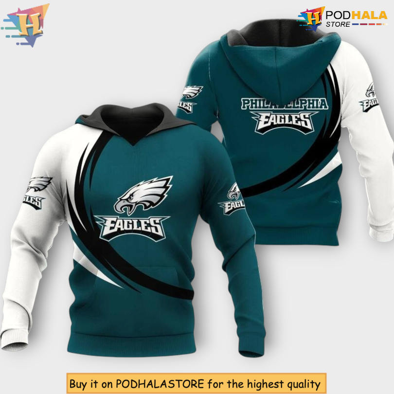 Curve Graphic Style Philadelphia Eagles Mens Hoodies 3D Apparel
