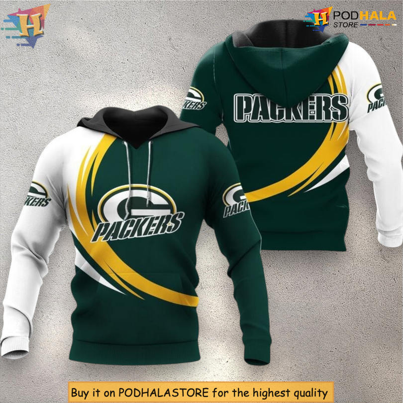 Curve Line Graphic Design Green Bay Packers Mens Hoodie 3D Edition